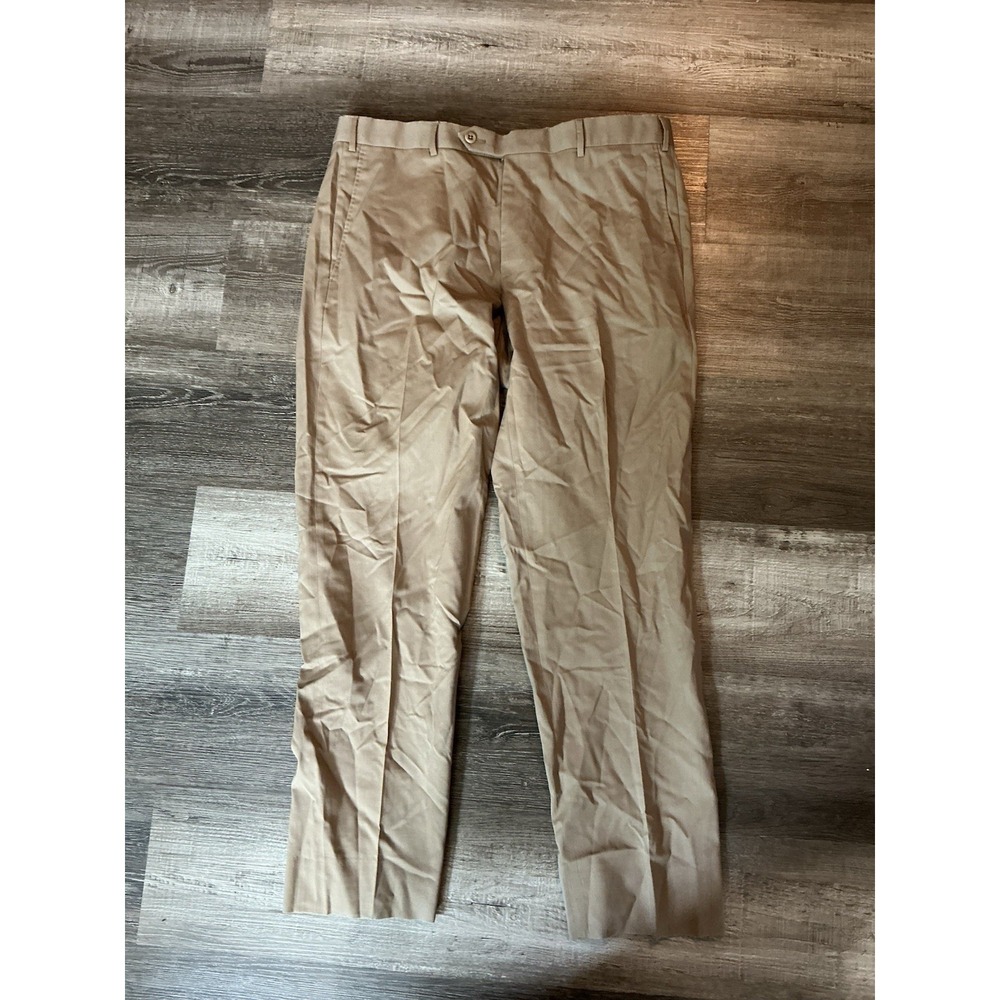 Zanella Parker Mens Brown Wool Dress Pants 35 Flat Front Stretch Waistband Italy